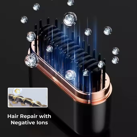 Portable Cordless Hair Straightener Brush - Black