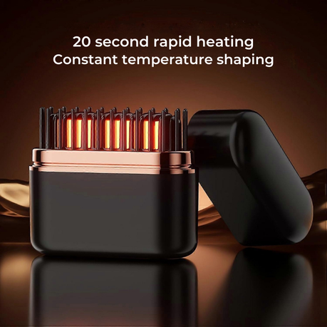 Portable Cordless Hair Straightener Brush - Black