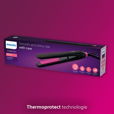 Philips ThermoProtect StraightCare Essential Straightener - Black & Pink