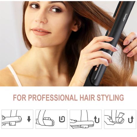 All-in-One Hair Straightener & Curler Ceramic Iron Fast Heat-Up Anti-Frizz