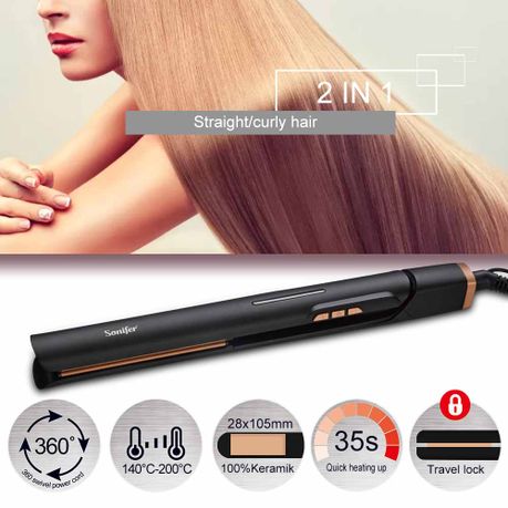 All-in-One Hair Straightener & Curler Ceramic Iron Fast Heat-Up Anti-Frizz