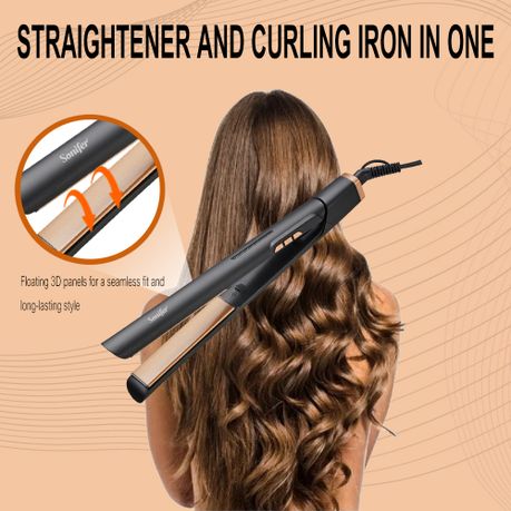 All-in-One Hair Straightener & Curler Ceramic Iron Fast Heat-Up Anti-Frizz