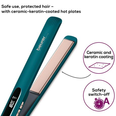 Beurer Germany Hair Straightener: Ceramic Flat Iron, 3x Temps HS 50 Ocean