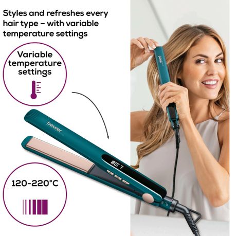 Beurer Germany Hair Straightener: Ceramic Flat Iron, 3x Temps HS 50 Ocean