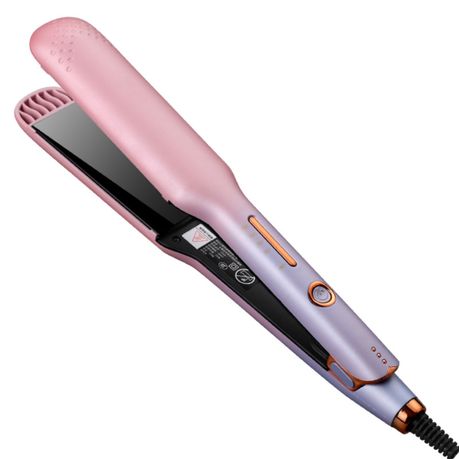 Dual Voltage Curling Heating Brush, 2 in 1 Straightening Curling Iron -Pink