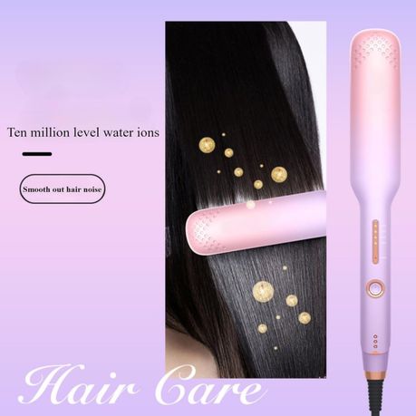 Dual Voltage Curling Heating Brush, 2 in 1 Straightening Curling Iron -Pink