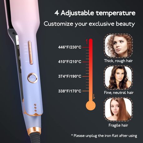 Dual Voltage Curling Heating Brush, 2 in 1 Straightening Curling Iron -Pink