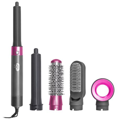 5-in-1 Hair Styling Iron, Professional Curling and Straightening Tool - Grey, Pink