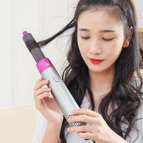 5-in-1 Hair Styling Iron, Professional Curling and Straightening Tool - Grey, Pink