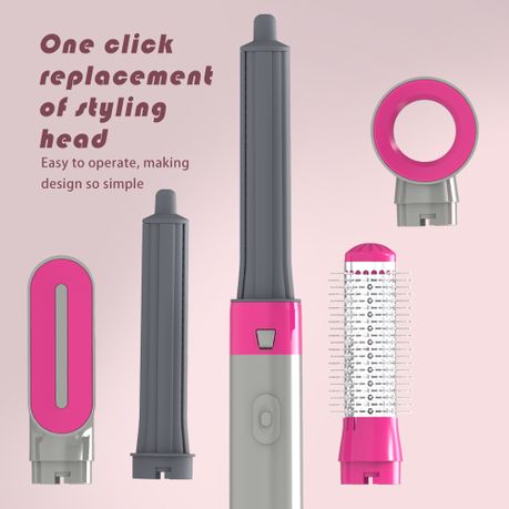 5-in-1 Hair Styling Iron, Professional Curling and Straightening Tool - Grey, Pink