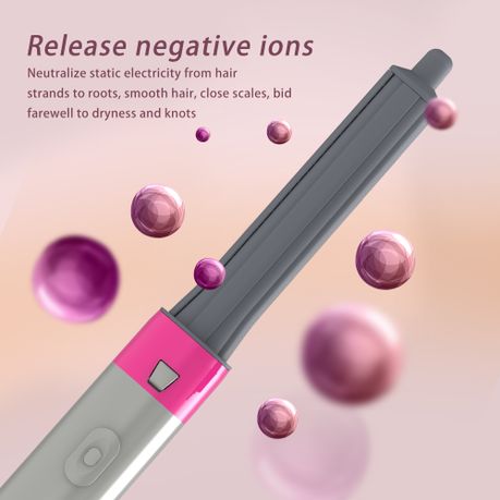 5-in-1 Hair Styling Iron, Professional Curling and Straightening Tool - Grey, Pink