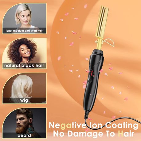 High Heat Ceramic Hot Comb, Adjustable Elastic Edge Band & Hair Wax Stick