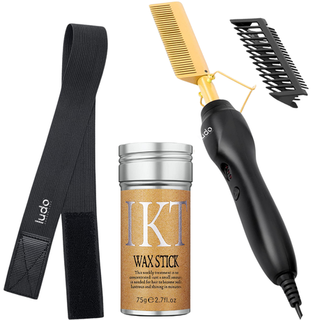 High Heat Ceramic Hot Comb, Adjustable Elastic Edge Band & Hair Wax Stick