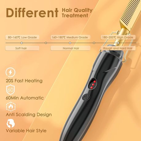 High Heat Ceramic Hot Comb, Adjustable Elastic Edge Band & Hair Wax Stick