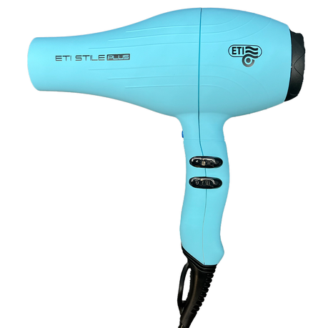 ETI Stile Plus Matte Blue Hairdryer 2,500W & Sarah Beauty S-Shaped Brush