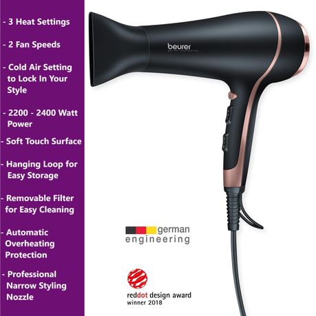 Beurer Germany Hair Dryer: Professional Blow Dryer & Nozzle. 2400 W. HC 30