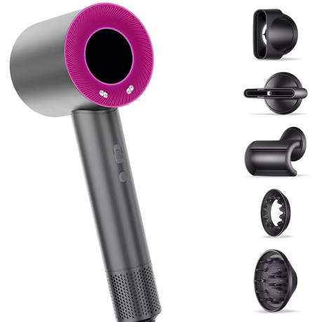 Professional Leafless Strong Hair Dryer With 5 Styling Attachments - (GC)