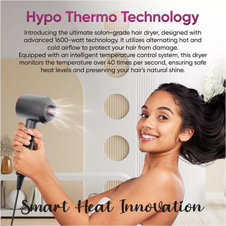 Professional Leafless Strong Hair Dryer With 5 Styling Attachments - (GC)