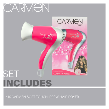 Carmen Compact 1200W Hair Dryer Pink