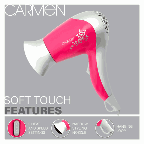 Carmen Compact 1200W Hair Dryer Pink