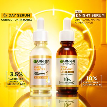 Garnier Even & Matte Vitamin C Day and Night Serum - 2 Piece Bundle