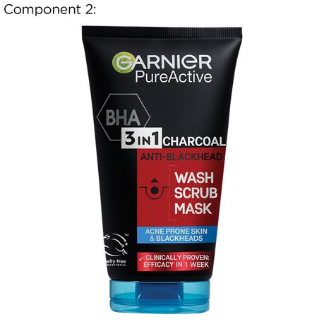 Garnier Charcoal AHA BHA Anti-Blackhead Wash, Serum & Air Cream Bundle Set