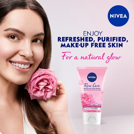NIVEA Rose Care Micellar Face Wash with Organic Rose Water, 150ml