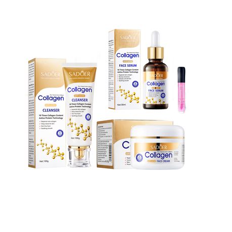 Sadoer Collagen Anti-Aging Cleanser, Serum, Cream & Lip Gloss