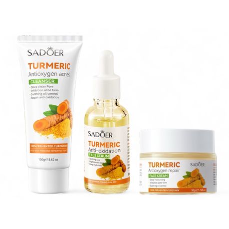 Sadoer Anti Aging Repair Turmeric Face Cleanser Face Serum and Face Cream