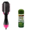 Straightening & Drying Hot Air Brush and Olive Oil Heat Protection Serum