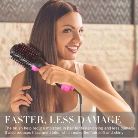Straightening & Drying Hot Air Brush and Olive Oil Heat Protection Serum