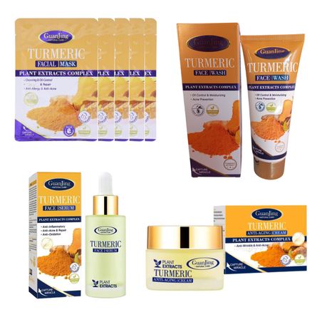 Guanjing Tumeric Set 5 x Face Mask,1 x Face Wash,1 x Face Serum,1 x Face Cream