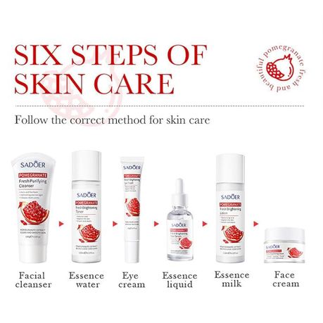 6 PCS Skin Care Kit Pomegranates Gental Hydration and High Moistturizing