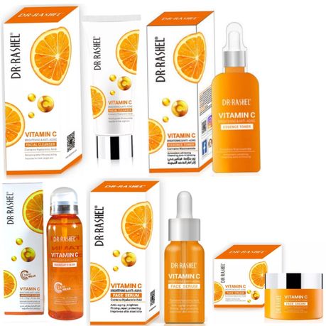 Dr Rashel 5 Step Vitamin C Facial Cleanser, Toner,Serum, Cream & Fixer Kit