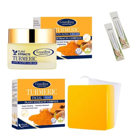 Turmeric facial soap, anti-aging face cream and Coconut hand cream