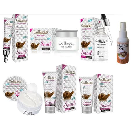 Collagen Snail Eye Mask Face Serum Face Cream Eye Cream BB Cream &Argan Oil