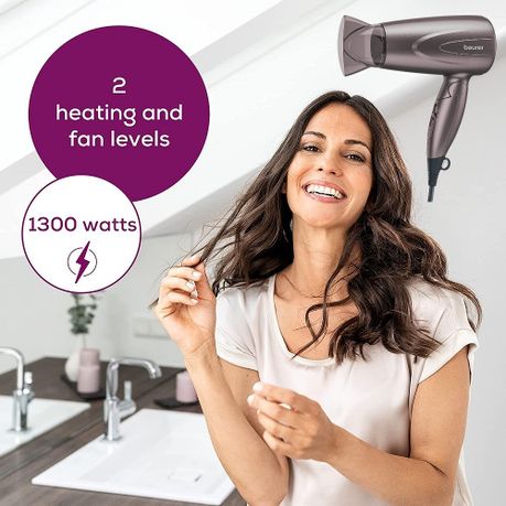 Beurer Hair Dryer HC 17 Compact Travel Hair Dryer with Folding Handle 1300W
