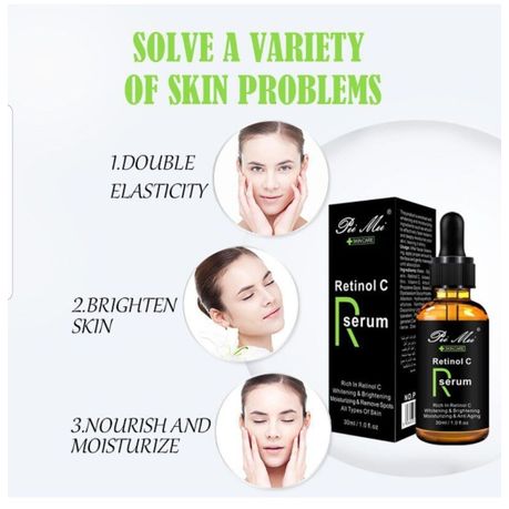 Face Serum Set: Vitamin C, Hyaluronic Acid & Retinol with Cosmetic Bag