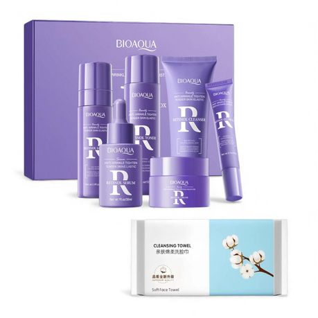 BIOAQUA Retinol Glow Skincare Set - Cleanser Serum Cream Anti-Age Kit