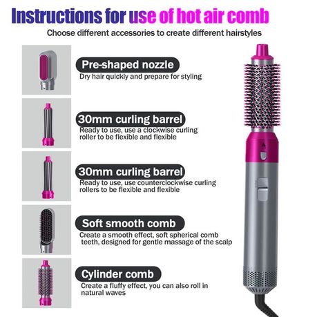 5 in 1 Interchangeable Hot Air Brush & Hair Dryer