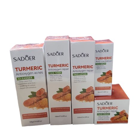 Tumeric Antioxygen Repair Facial Set- Cleanser, Toner, Lotion Serum& Cream