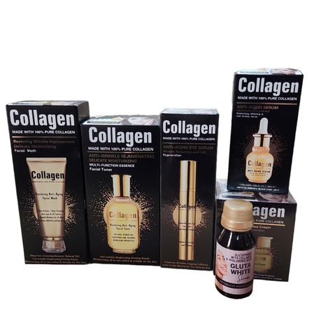 Collagen Skincare Set- Face wash, Toner, Serum, Eye Serum, Cream & Gluta