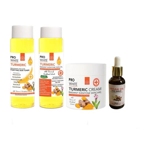 Pro White Turmeric Toner, Cream, Oil with Argan Oil Face Serum