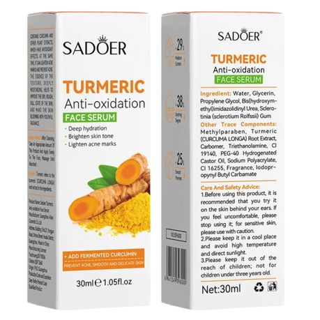 SADOER Turmeric Skincare Set- Cleanser, Scrub, Toner, Serum, Cream & Soap