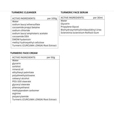 Turmeric Antioxygen Facial Set- Cleanser, Face Serum, Cream & Face Masks