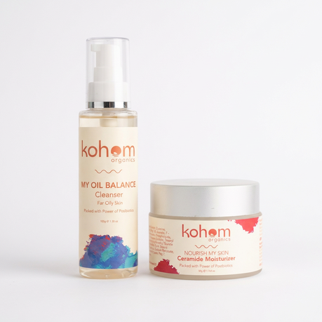 Kohom Organics Postbiotic Oily Skin Balance | Cleanser + Ceramide Cream