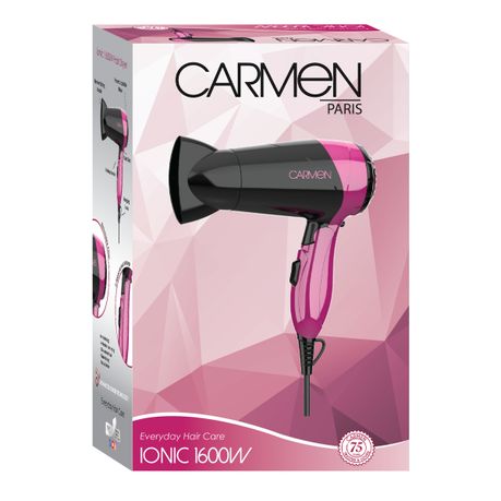 Carmen Ionic Hair Dryer with Ioniser 1600W - Frizz-Free hair