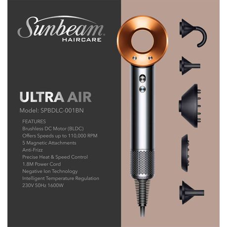 Sunbeam Ultra Air Bladeless Hair Dryer (Copper Titanium)