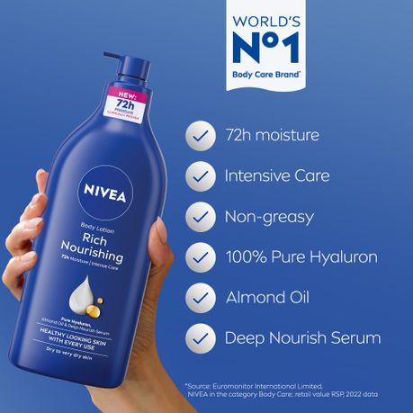 NIVEA Rich Nourishing Body Lotion with Deep Moisture Serum, 625ml