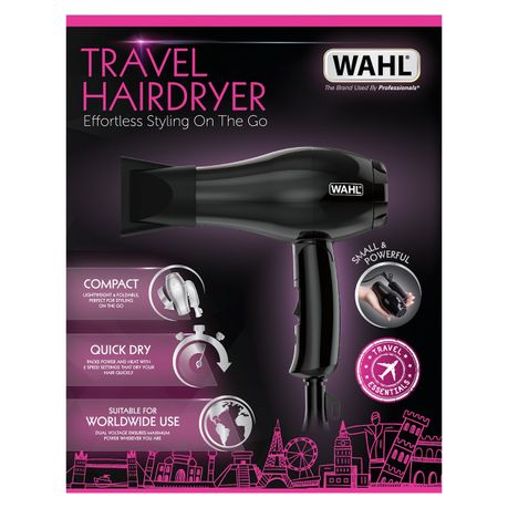 Wahl Travel 1000w Foldable Dual-Voltage DC Hair Dryer with Diffuser